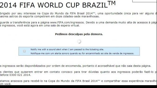 Imagem Copa: torcedores ficam ‘presos’ em fila virtual ao tentar comprar ingressos